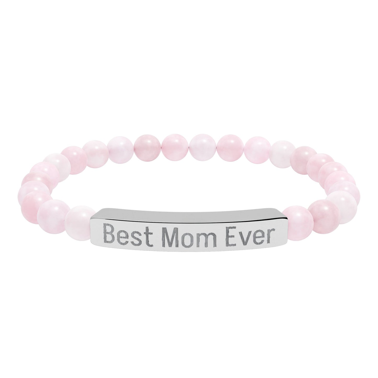 Natural Stone Stretch Bar Bracelet Personalize (Engraving) Mother's Day