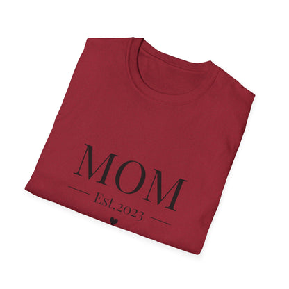 Mom Est. 2023 Unisex T-Shirt - Softstyle Tee for New Moms