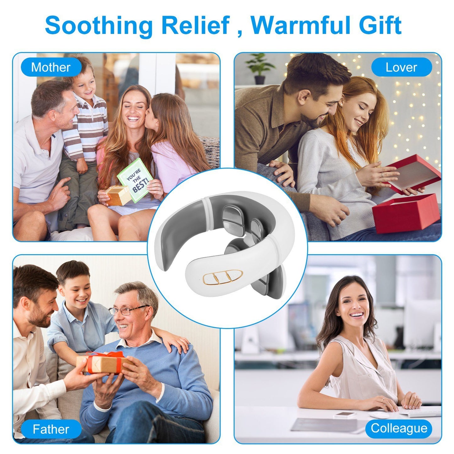 1 Set EMS Neck Massager With Heat Cordless Cervical Neck Massager EMS Neck Massager With 6 Modes 15 Intensity Levels Remote Control