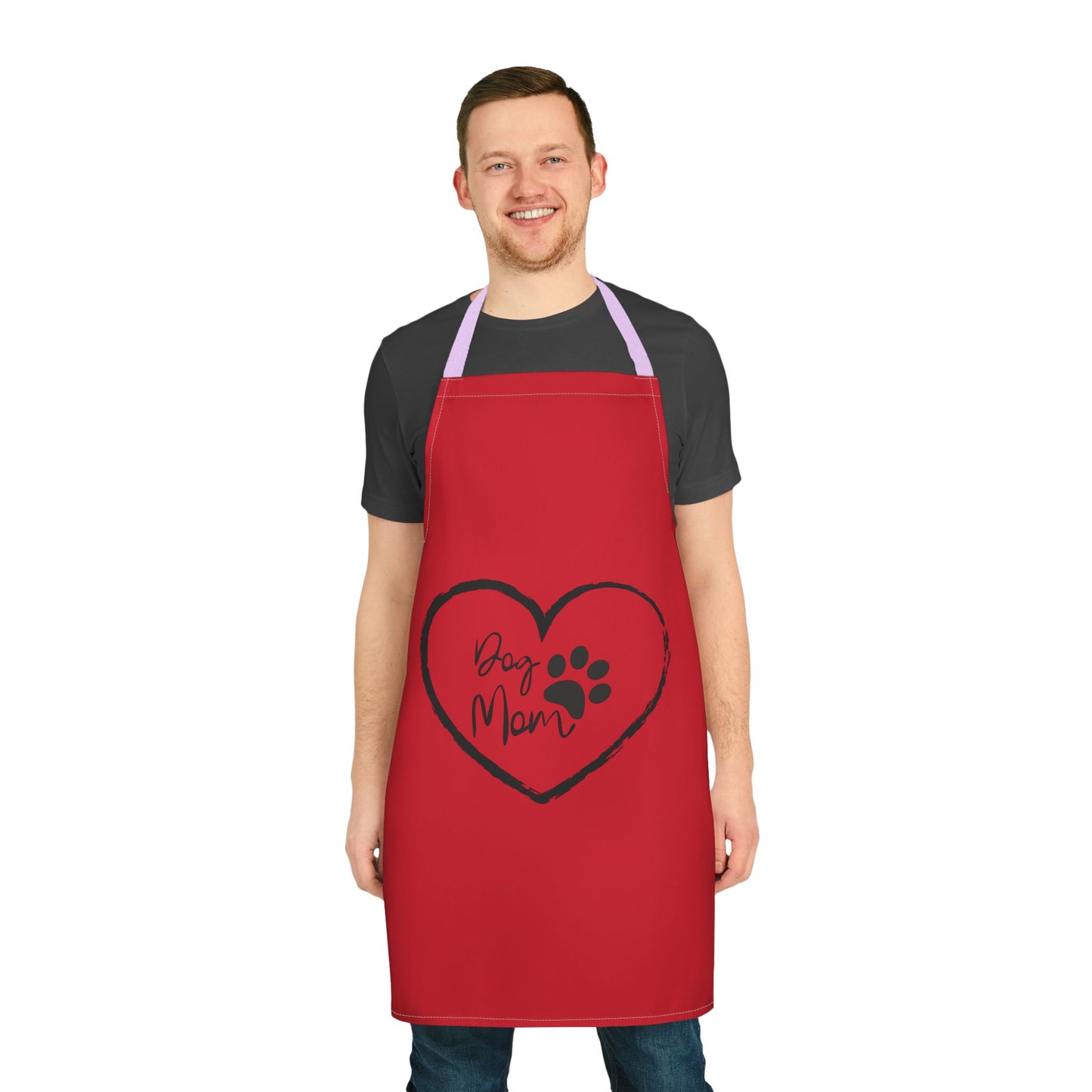 Dog Mom Apron - Stylish Red Apron with 5-Color Straps for Pet Lovers