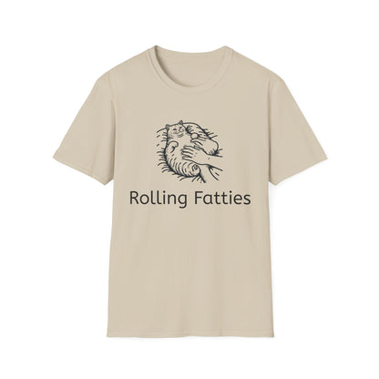 Rolling Fatties Unisex Softstyle T-Shirt, Funny Graphic Tee, Casual Wear, Gift for Hippies, Unique Gift, Birthday Apparel