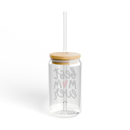 Best Mom Ever Sipper Glass, 16oz - Stylish and Eco-Friendly Drinkware for Moms