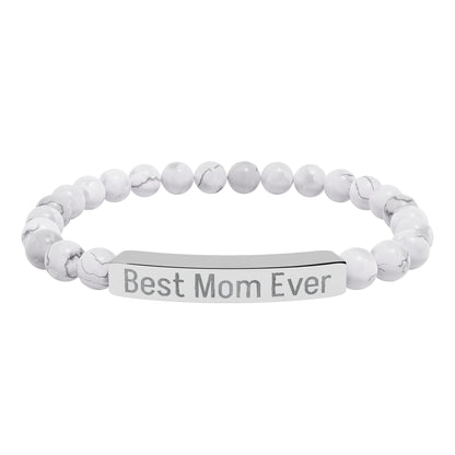 Natural Stone Stretch Bar Bracelet Personalize (Engraving) Mother's Day