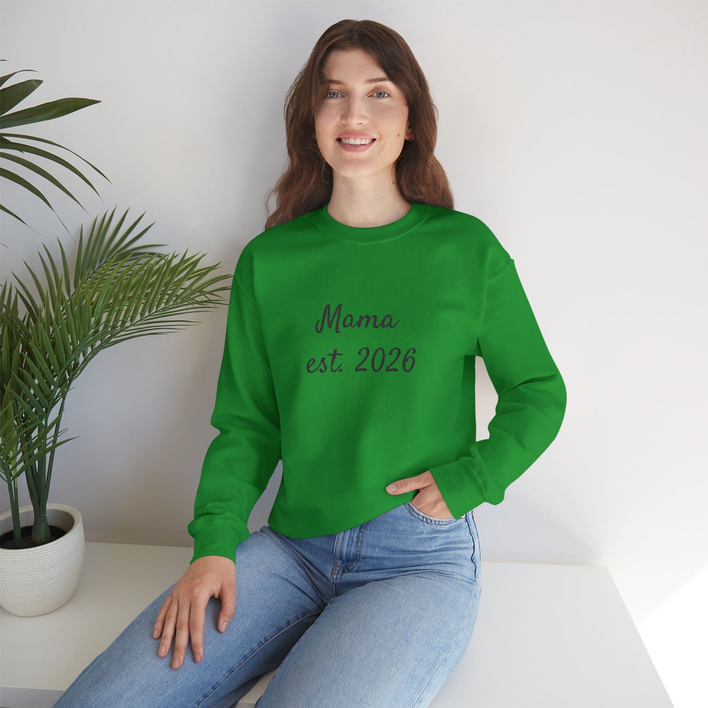 Unisex Mother's day Mama with Child Names Personalize Embroider Heavy Blend™ Crewneck Sweatshirt