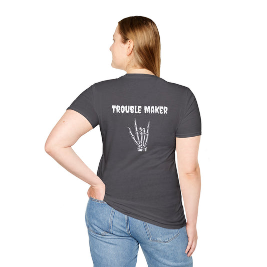 Trouble Maker Skeleton Hands Unisex Softstyle T-Shirt | Graphic Tee for Music Lovers, Gift for Concert Goers, Casual Wear, Halloween Top, [...]