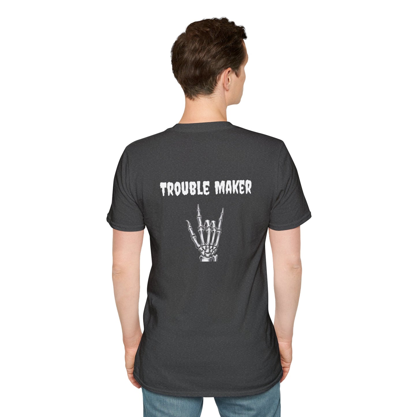 Trouble Maker Skeleton Hands Unisex Softstyle T-Shirt | Graphic Tee for Music Lovers, Gift for Concert Goers, Casual Wear, Halloween Top, [...]