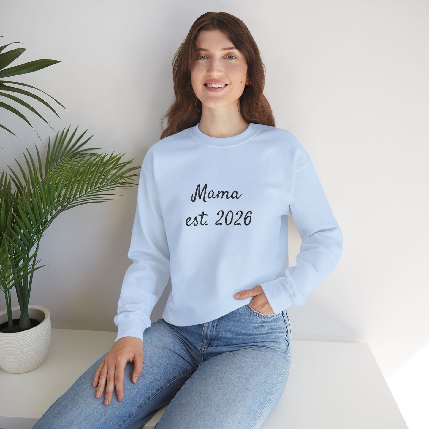 Unisex Mother's day Mama with Child Names Personalize Embroider Heavy Blend™ Crewneck Sweatshirt