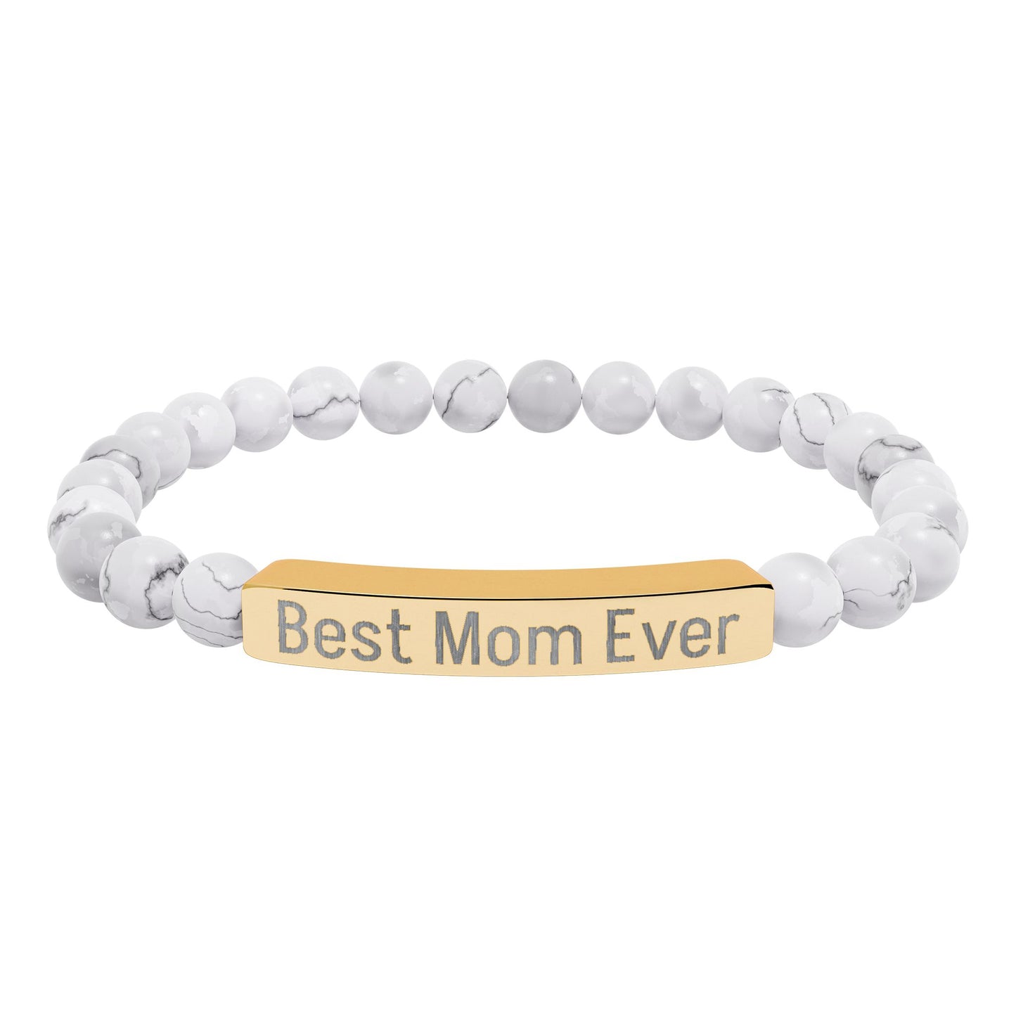 Natural Stone Stretch Bar Bracelet Personalize (Engraving) Mother's Day