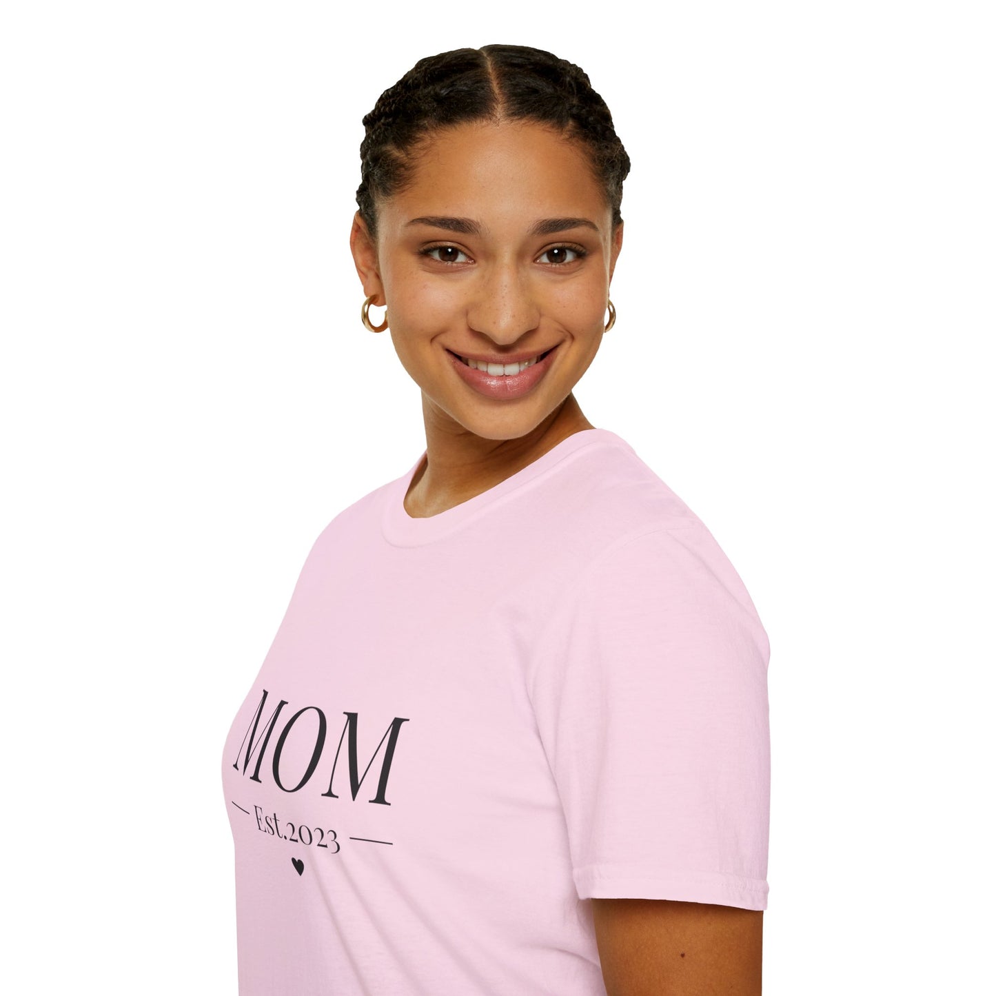 Mom Est. 2023 Unisex T-Shirt - Softstyle Tee for New Moms