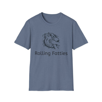 Rolling Fatties Unisex Softstyle T-Shirt, Funny Graphic Tee, Casual Wear, Gift for Hippies, Unique Gift, Birthday Apparel