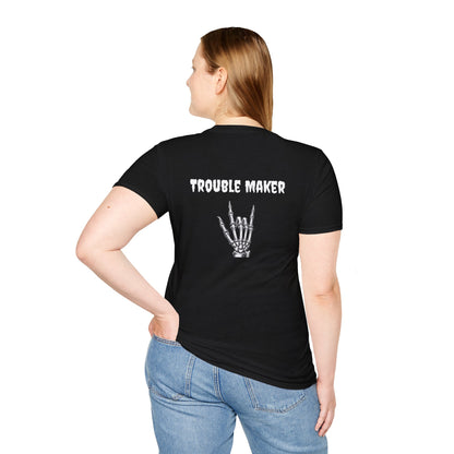 Trouble Maker Skeleton Hands Unisex Softstyle T-Shirt | Graphic Tee for Music Lovers, Gift for Concert Goers, Casual Wear, Halloween Top, [...]
