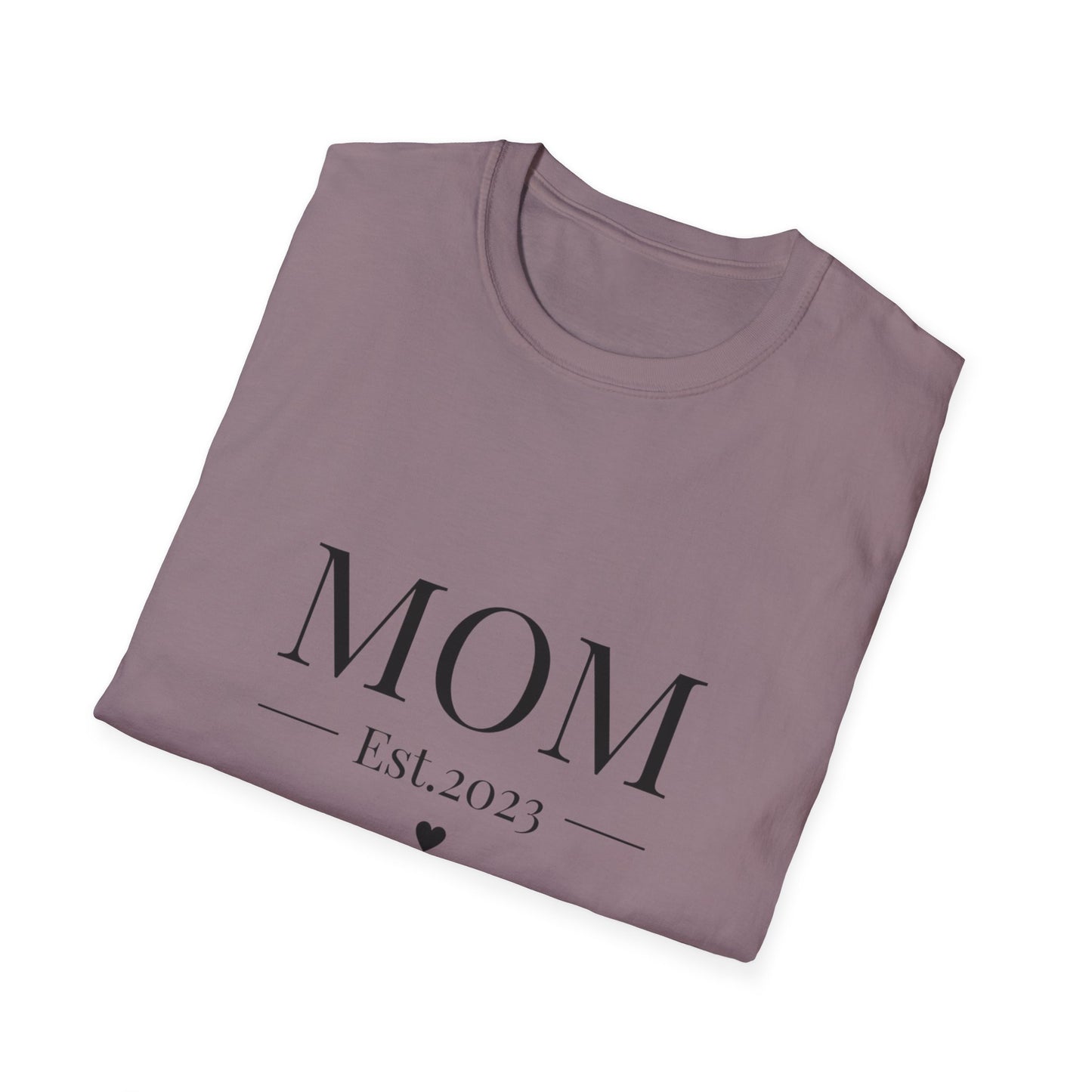 Mom Est. 2023 Unisex T-Shirt - Softstyle Tee for New Moms
