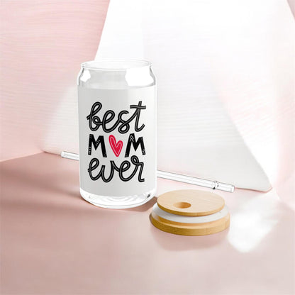 Best Mom Ever Sipper Glass, 16oz - Stylish and Eco-Friendly Drinkware for Moms