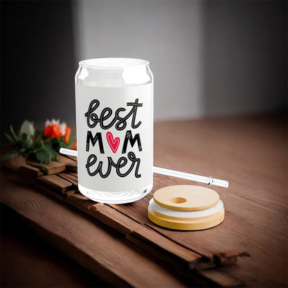 Best Mom Ever Sipper Glass, 16oz - Stylish and Eco-Friendly Drinkware for Moms