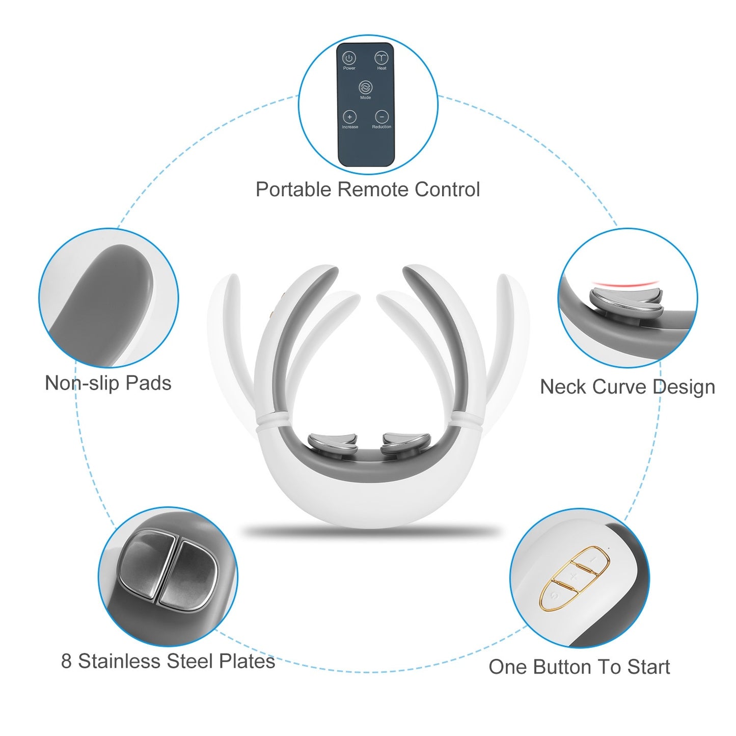 1 Set EMS Neck Massager With Heat Cordless Cervical Neck Massager EMS Neck Massager With 6 Modes 15 Intensity Levels Remote Control