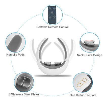 1 Set EMS Neck Massager With Heat Cordless Cervical Neck Massager EMS Neck Massager With 6 Modes 15 Intensity Levels Remote Control