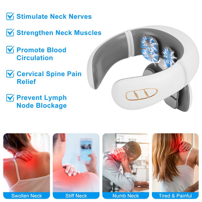1 Set EMS Neck Massager With Heat Cordless Cervical Neck Massager EMS Neck Massager With 6 Modes 15 Intensity Levels Remote Control