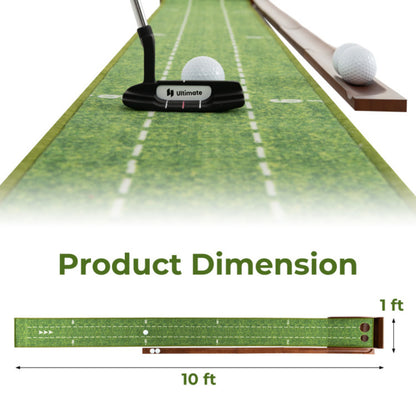 Golf Putting Mat Practice Training Aid With Auto Ball Return And 2 Hole Sizes